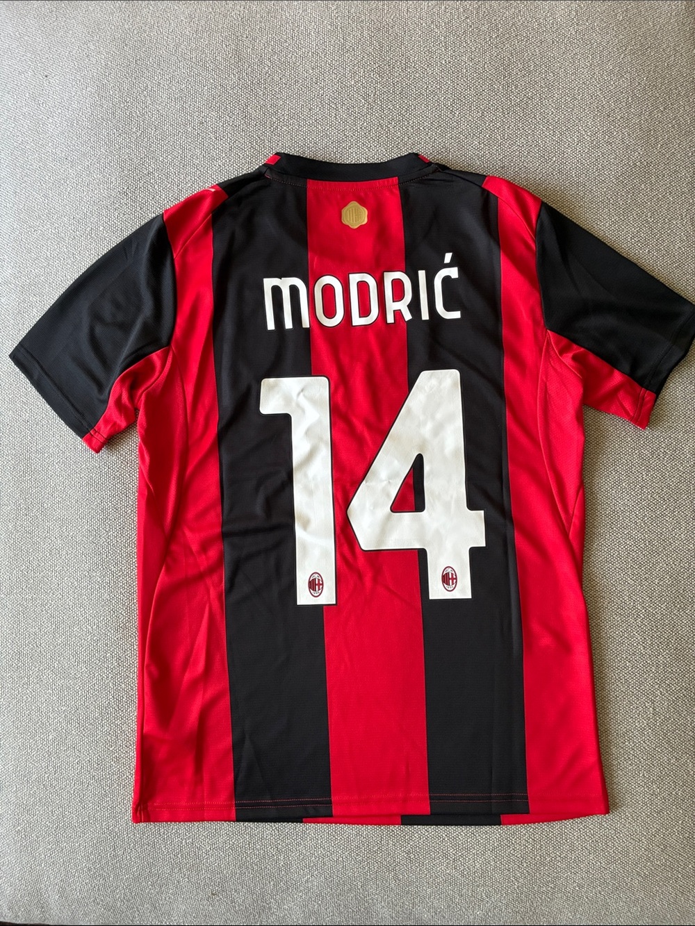 Puma AC Milan Red & Black Striped Soccer Jersey - Modrić 14